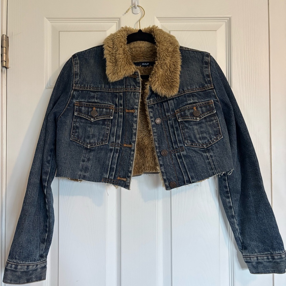 Denim Jacket with Faux Fur Collar